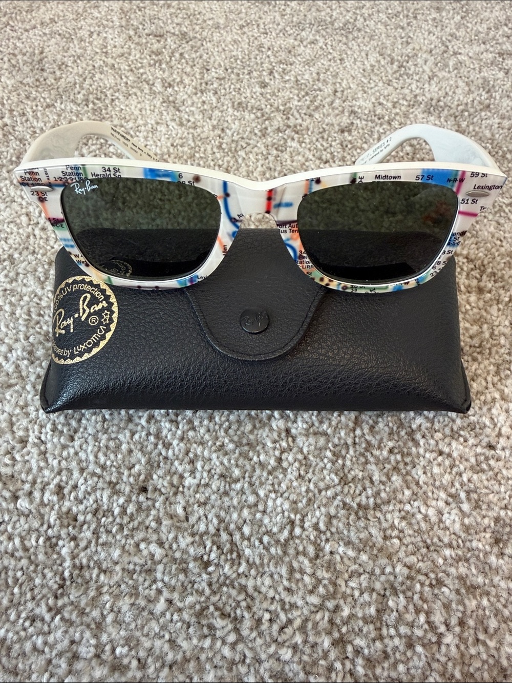 Ray-Ban White Multicolor Pattern Cat-Eye Sunglasses